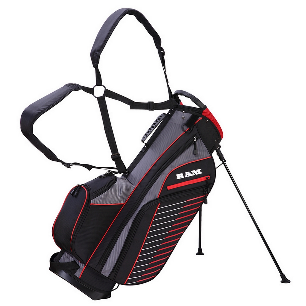 Ram Golf Lightweight Dual Strap Stand/Carry Bag Black/Grey/Red eBay